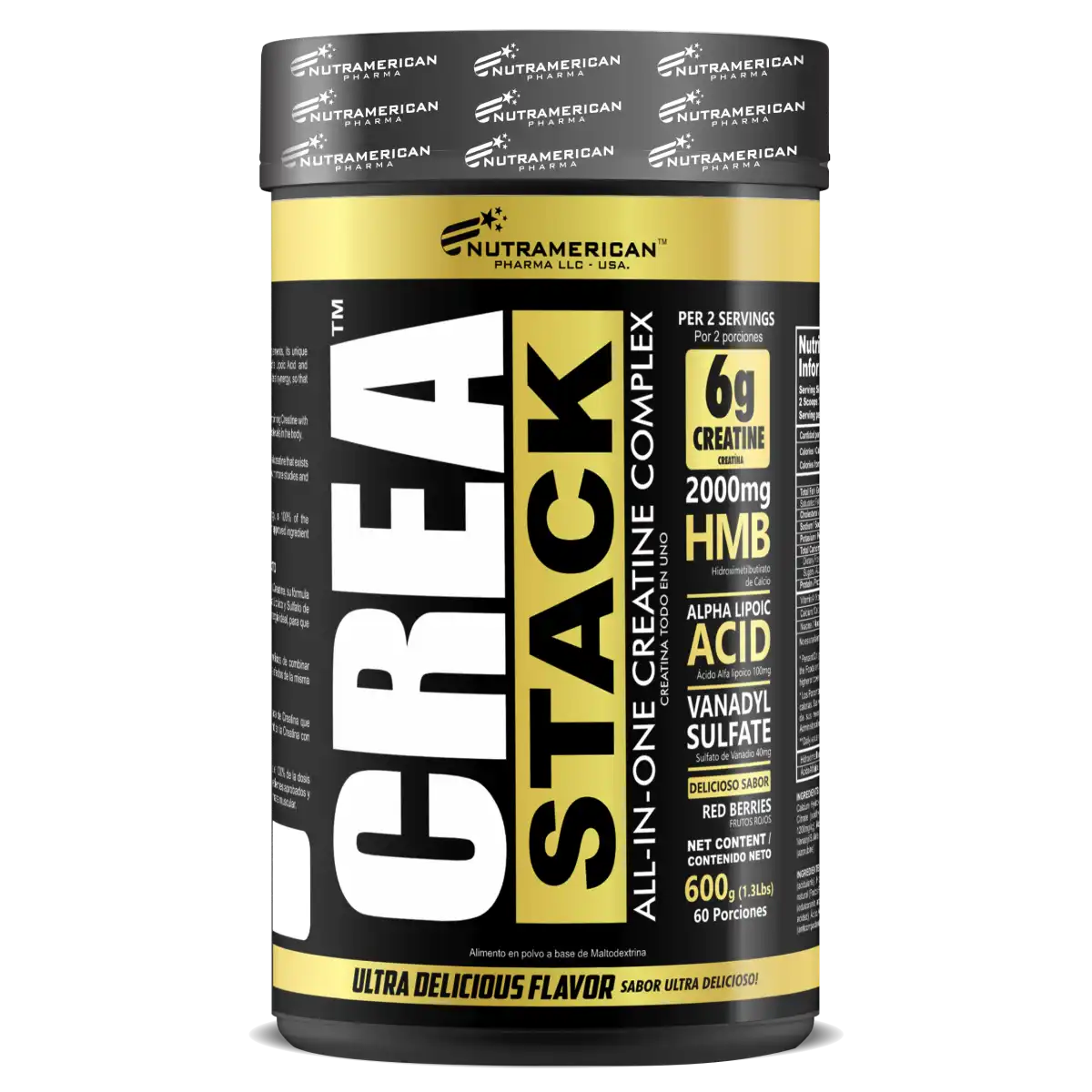 CREATINA MONOHIDRATADA CREA STACK NUTREAMERICAN | 60 SERVICIOS