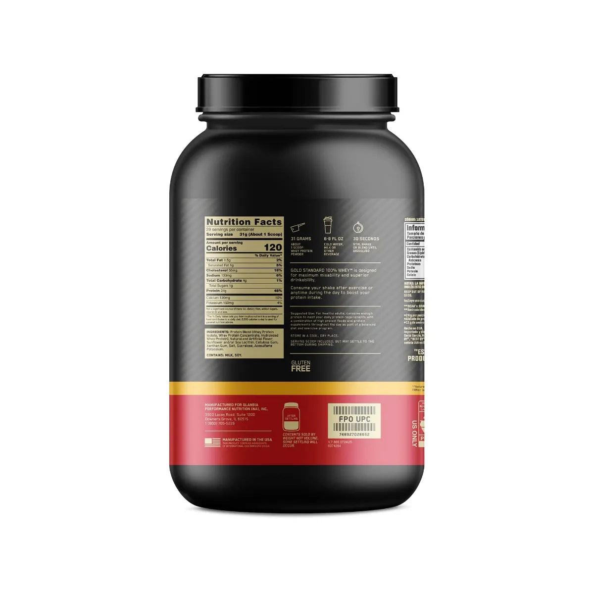 Whey Gold Standard 100% Optimum Nutrition 2lb imagen 2