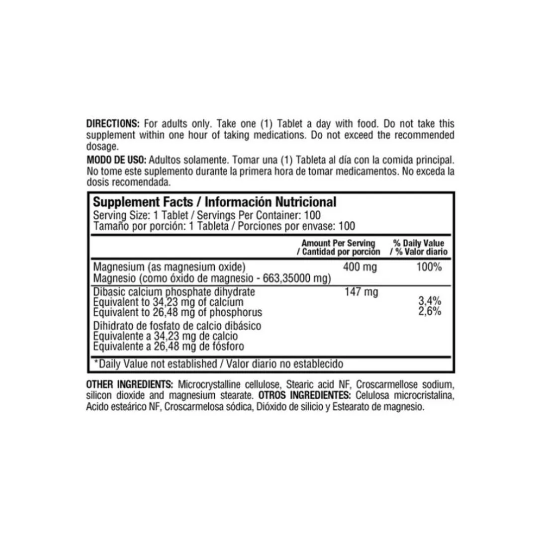 Magnesium Oxide Healthy America – 100 Tabletas imagen 2